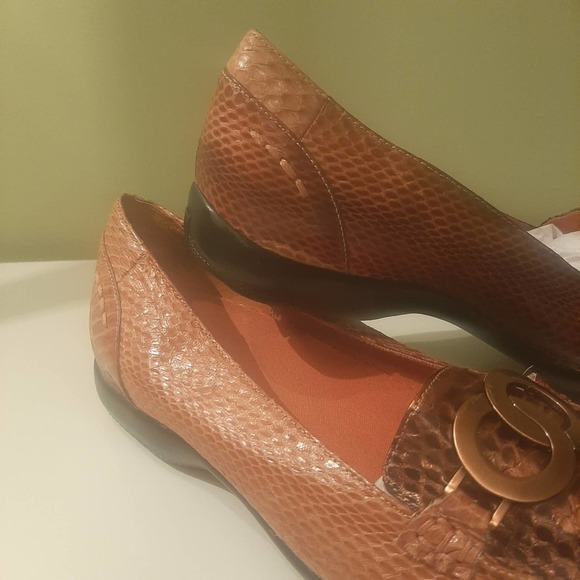 BELLINI "Barcelona " genuine snakeskin Copper/Brown loafers size 9W - Picture 10 of 15